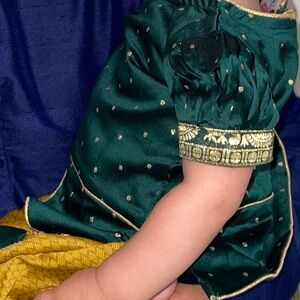 Girls Indian Pattu Pavadai Jacquard Lehenga Choli Chaniya Choli Dress